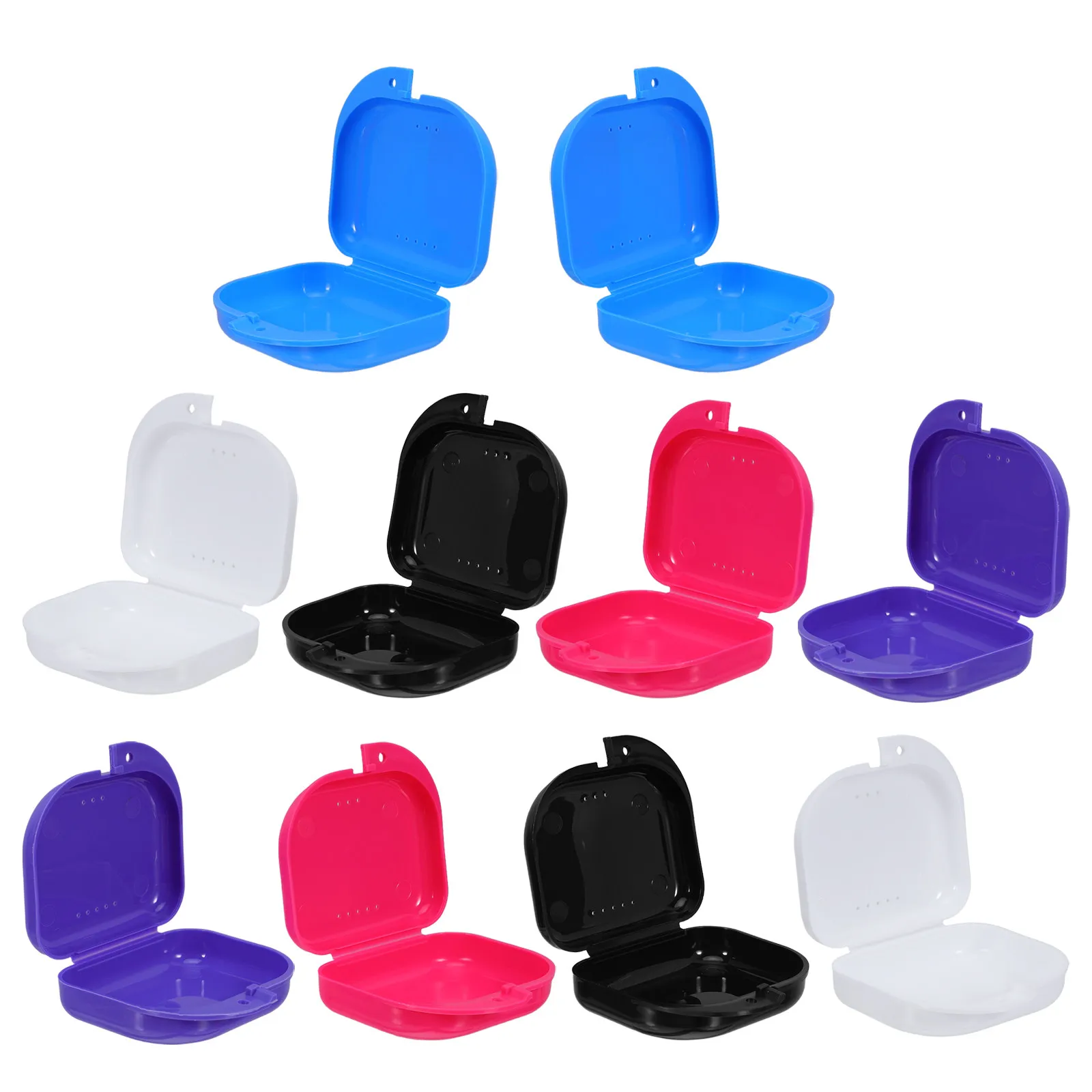 

10Pcs Retainer Case Leak Proof Compact Portable Storage Box Slim Travel Orthodontic Dental Holder Cute Small Aligner Organizer