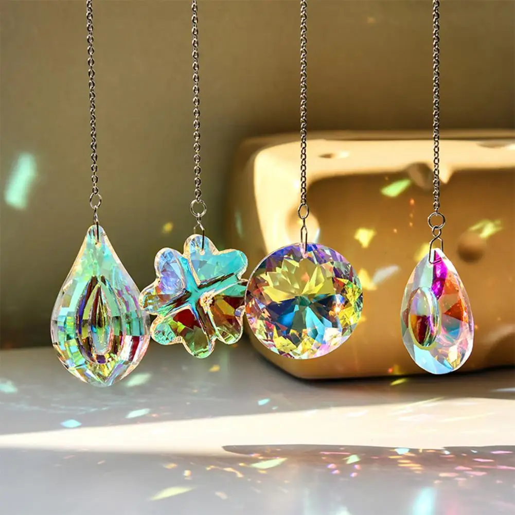 Clover Suncatcher Decoration Faux Prism Sun Catcher Set for Indoor Outdoor Decoration Rainbow Maker Waterdrop Flower for Garden