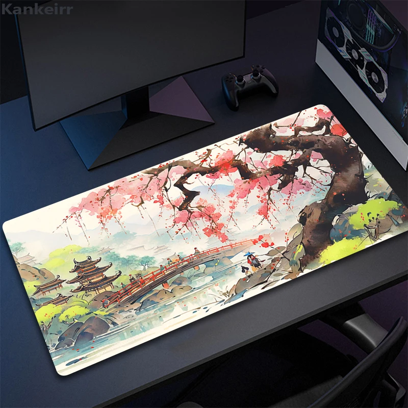 XL Guochao Landscape Mouse Pad Oil painting Pattern Big Table Pads Computers Game Keyboard Mat Anti-slip Office Long Carpet Mats