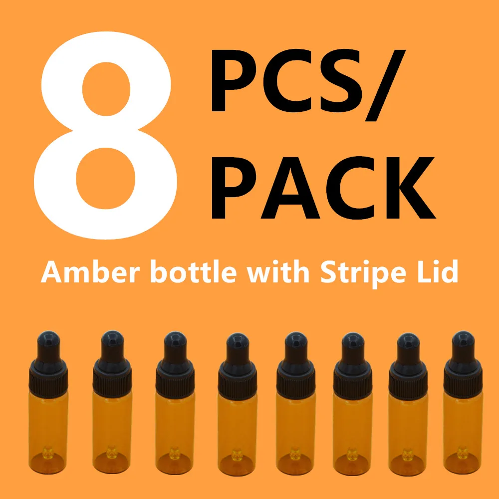 192PCS 8Pcs/Pack 5ml Mini Amber Glass Dropper Bottle for Essential Oil Aromatherapy Bottles With Cap Cosmetic Empty Containers