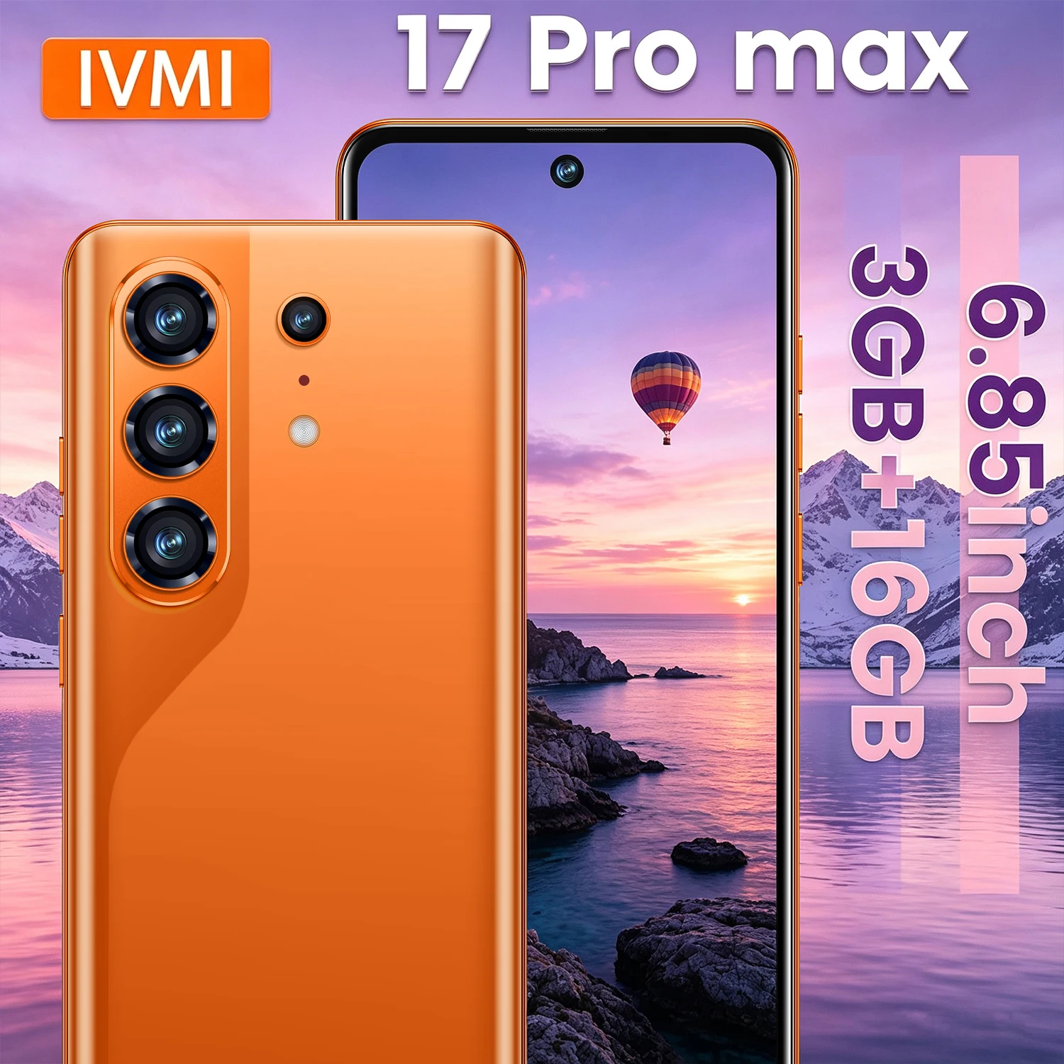 IVMI 17 PRO Max Google Play Store mobile phone 6.85 inch Android dual card dual standby 3GB memory 16GB ROM Face ID 4G network s