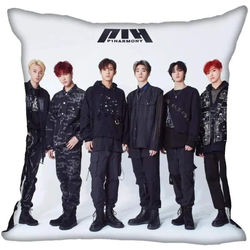 P1Harmony KPOP Cushion Cover Polyester Throw Pillow Case Super Soft Satin Fabric Cushion Cover Festive Home Decorative Cushions