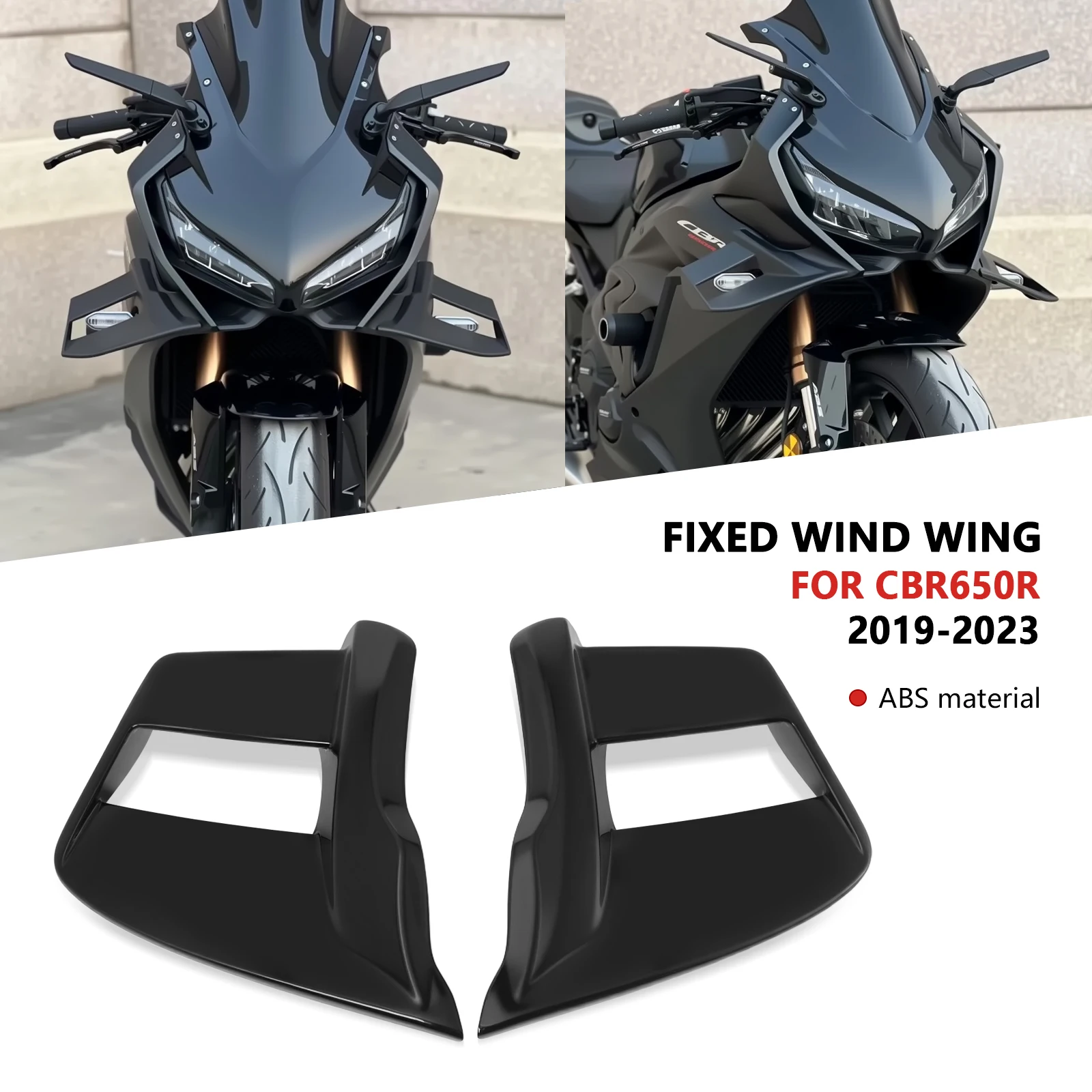 

For CBR 650R 2023 Motorcycle Front Deflectors Side Winglet Wind Fin Spoiler Trim Cover Fixed Wing cbr650r 2019-2023