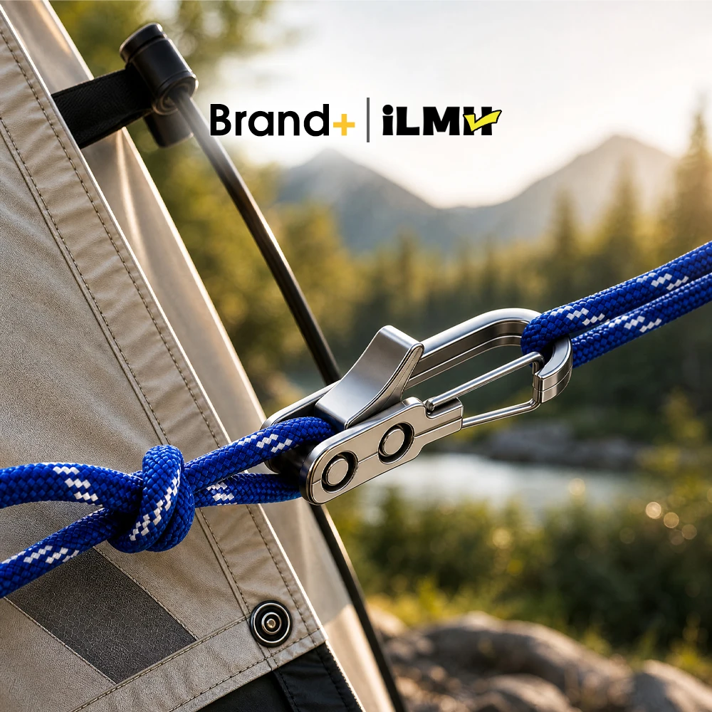 iLMH Rope Tying Tool & Tensioner with Roller Tensioner, Heavy-Duty Retractable Buckle with Accessory Rope, Suitable for Camping
