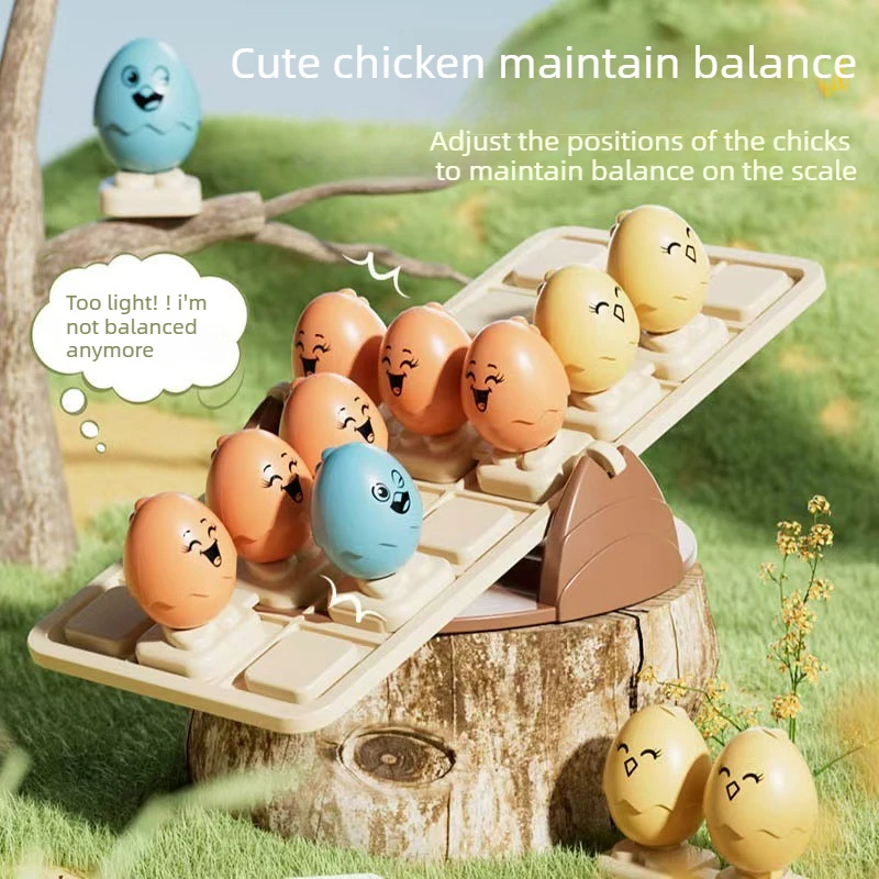 Cute Chicken Balance Board Game Montessori Math Toys Math Logice Thinking Strategy Toy Seesaw Balance Kid Education STEM Toy