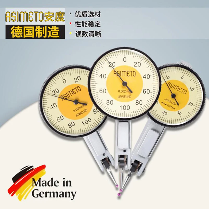 Original imported German Asimeto And lever dial indicator 0-0.2mm 2uM 0-0.8mm 0.01MM lever dial indicator dial indicator