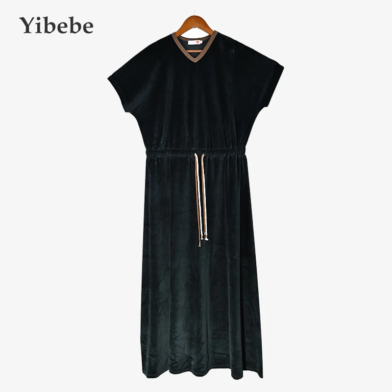 

Shabbos teen/woman dress winter robe short sleeves clothing waist 2 cord strings girls black velour dress sizes XS-XXXL