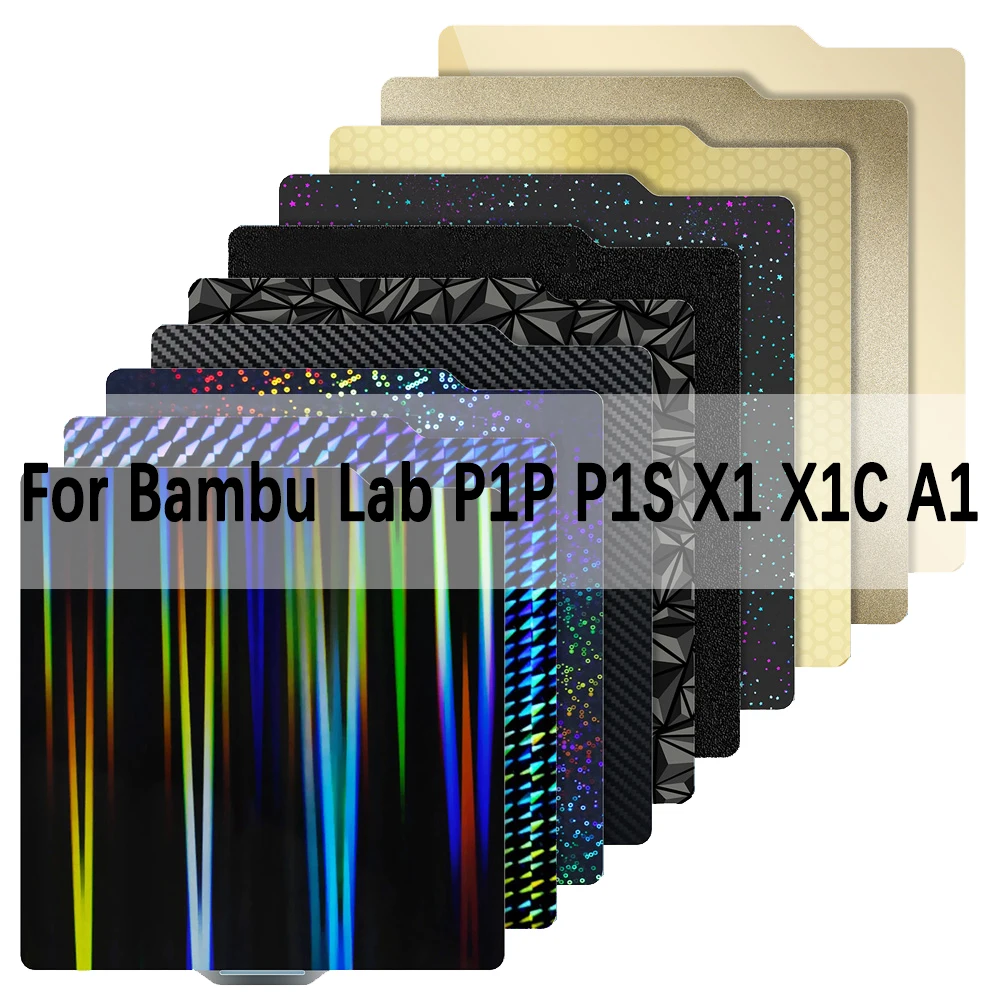 

257x257 Build Plate For Bambu Lab P1P P1S X1 X1C Build Plate Pei Spring Steel Sheet PET PEO PEY PER PEH H1H Sheet For Bamboo A1