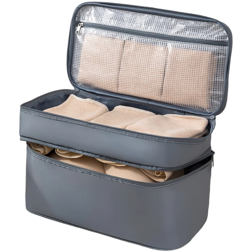 Three-Compartment Waterproof Organizer Bag for Travel Underwear For Socks Bras and Small Clothing Items with Hanging Feature