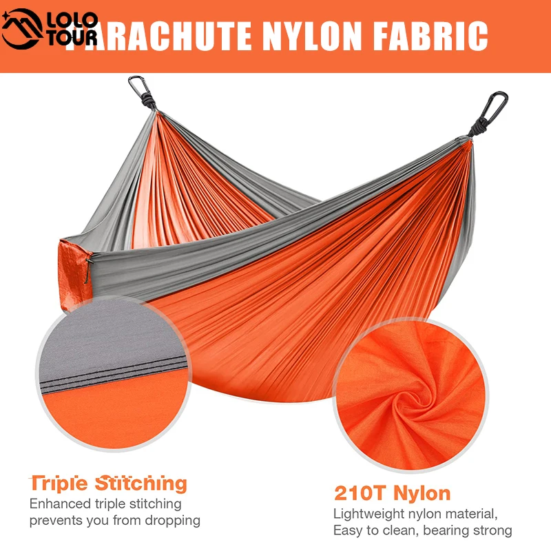 Big-Size 2-3 People Parachute Camping Hammock 300x175cm Lightweight Portable Outdoor Hanging Bed Swing Chair for Holiday Travel