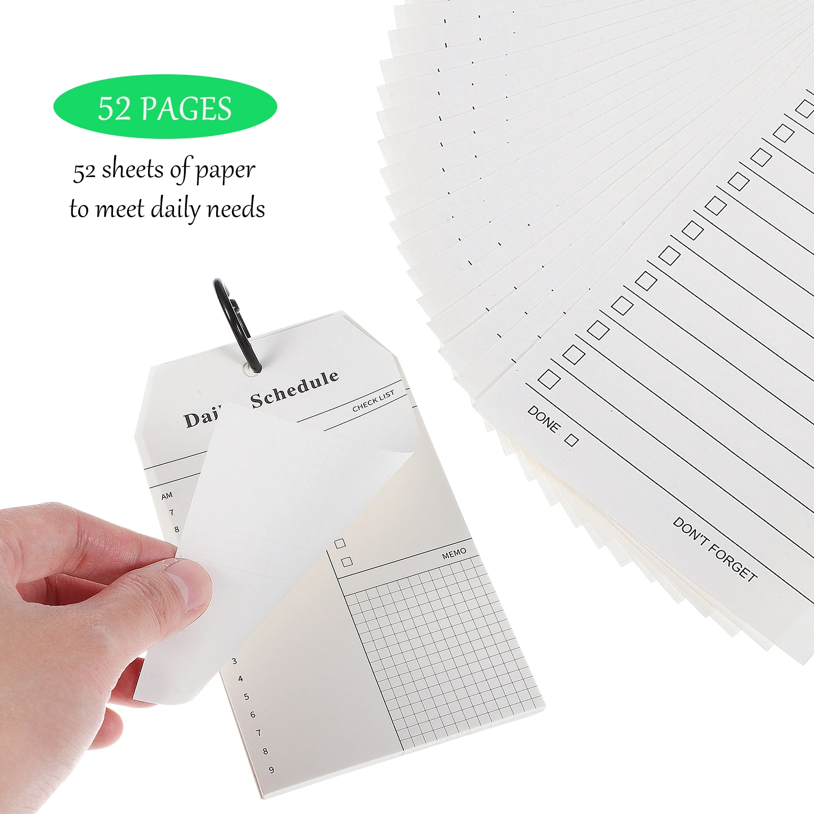 4Packs RingBound Daily Planner Notepad Thick Paper Smooth Writing Detachable Metal Ring Task List Pads Multifunction Schedule