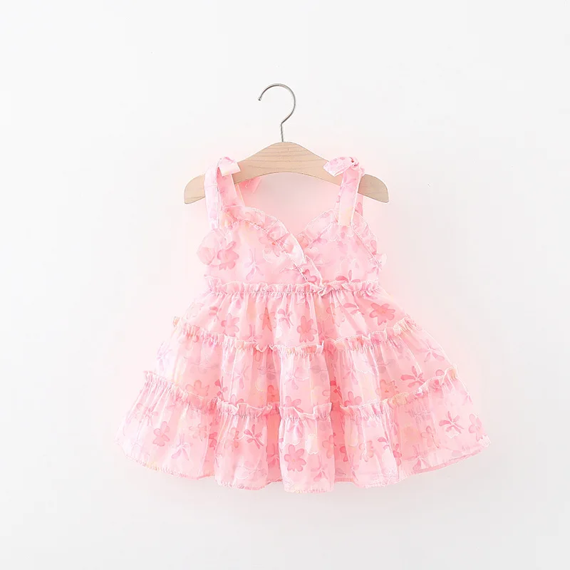 Summer Toddler Dresses Newborn Baby Girl Clothes Korean Fashion Chiffon Flowers Sleeveless Princess Luxury Birthday Dress BC1264