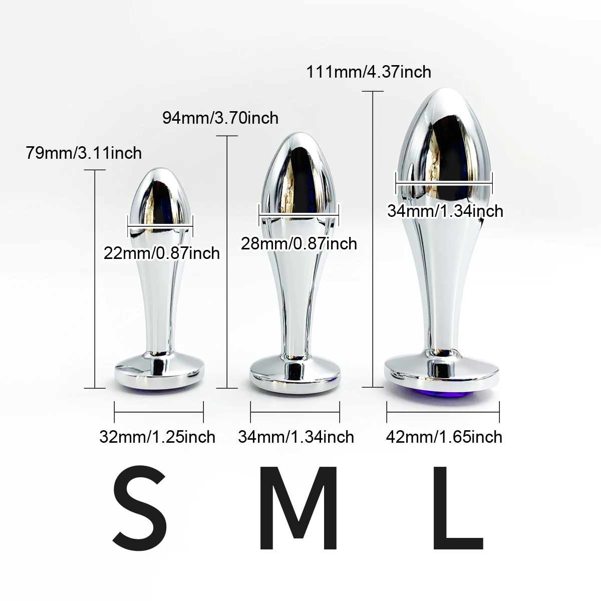 Metal Drop Anal Plug For Women Stainless Steel Three Sizes Jewel Base Butt Plug G-point Massage Adult Sex Toys Male/Famale Gay - Image 3