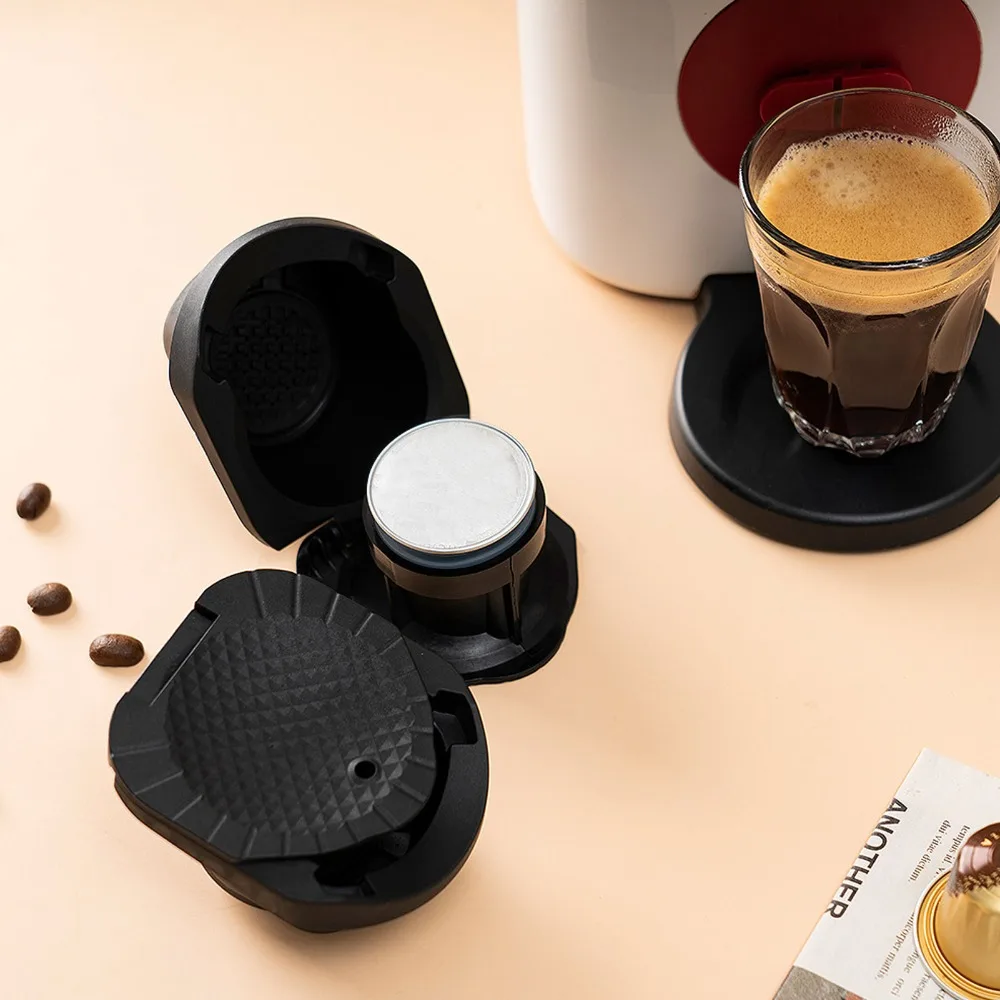 

Food Grade PP Reusable Coffee Pods Adapter Reusable Design Converter Holder Espresso Capsule Adapter Black Pod Holder