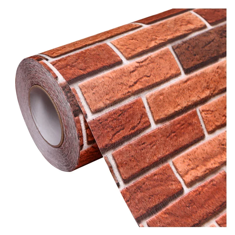 Factory Wholesale 3D Brick Pvc Self Adhesive  Decor Film Kitchen Wall Paper For Household