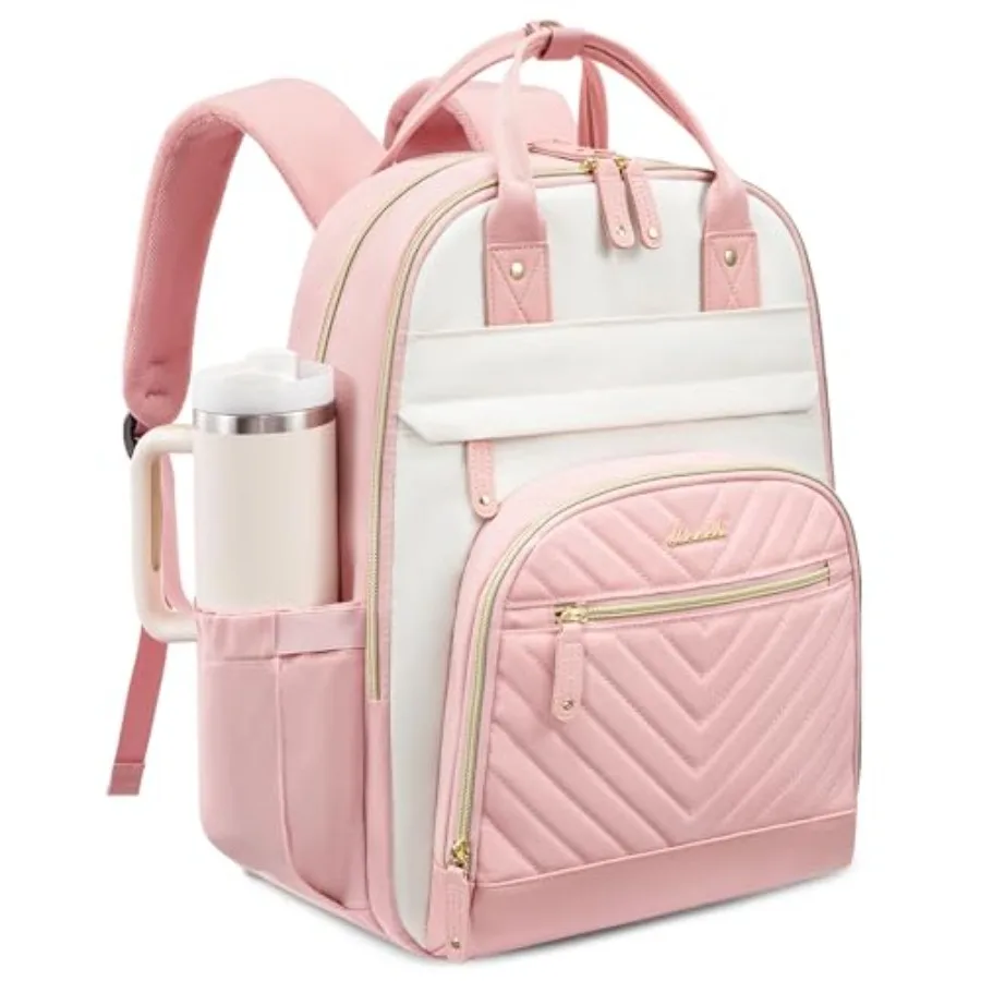 

Laptop Backpack for Women with Giant Tumbler Holder Pocket School College Book Bag Nurse Teacher Backpack Waterproof Work Trave