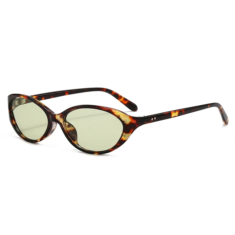 แว่นกันแดดทรงแคทอายประดับหมุดสไตล์นักปั่นจักรยาน แบรนด์หรูสำหรับผู้หญิง กรอบลายเสือดาว แว่นตากันแดดวินเทจสำหรับผู้หญิง