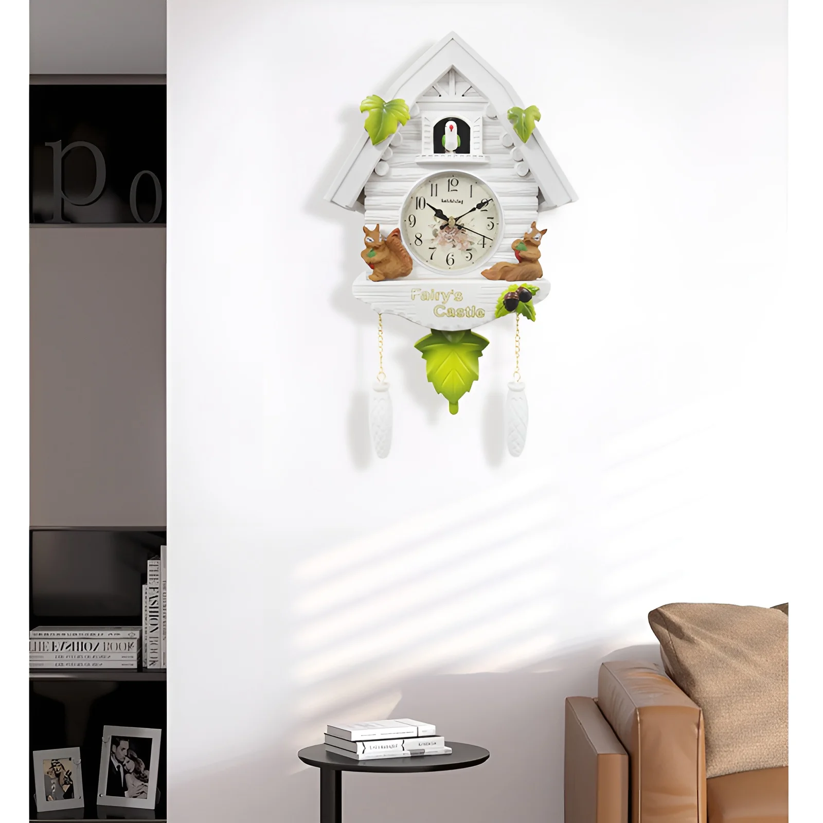 Märchenhafte Kuckucksuhr, Dekorative Musikalische Vogel-Wanduhr mit Pendel, Deko-Geschenk für Kinderzimmer, Zuhause und Wohnzimmer – Detail 3