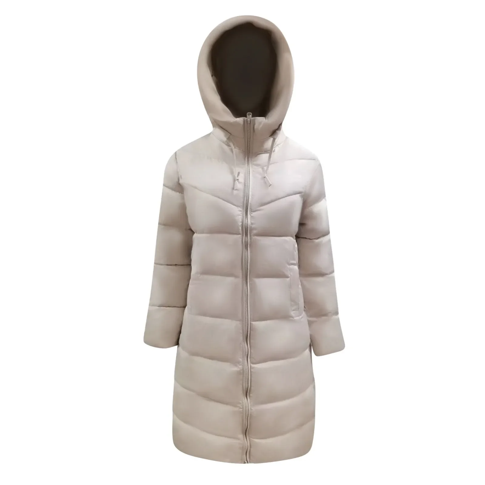 Abrigo largo y recto de algodón para Mujer, chaqueta de plumón informal, Parka ajustada con capucha, prendas de vestir de gran tamaño a la moda,