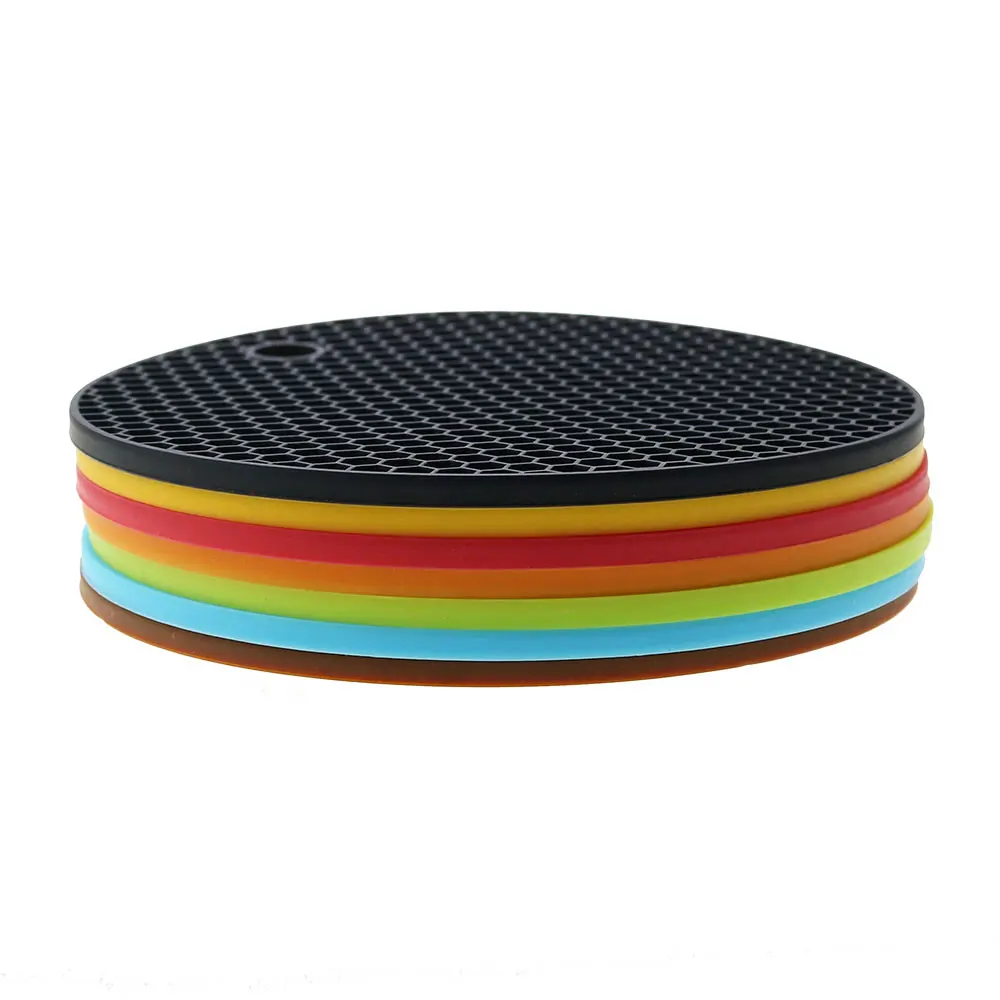 Round Heat Resistant Silicone Honeycomb Mat Drink Cup Coasters Non-slip Pot Holder Table Placemat Kitchen Tools Accessories