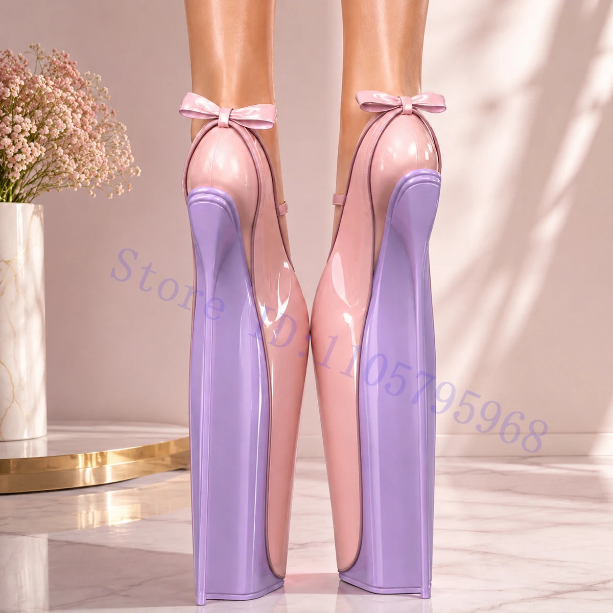 Extreme High Heel Platform Sandals Peep Toe Bow Buckle Strap Women's Shoes