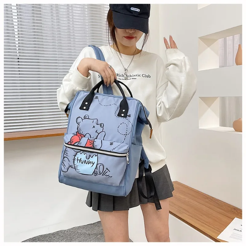 Disney New Mommy Bag Fashion Cartoon Print Large Capacity Mommy Bag Mother and Baby Bag Waterproof Bottle Diaper Backpack