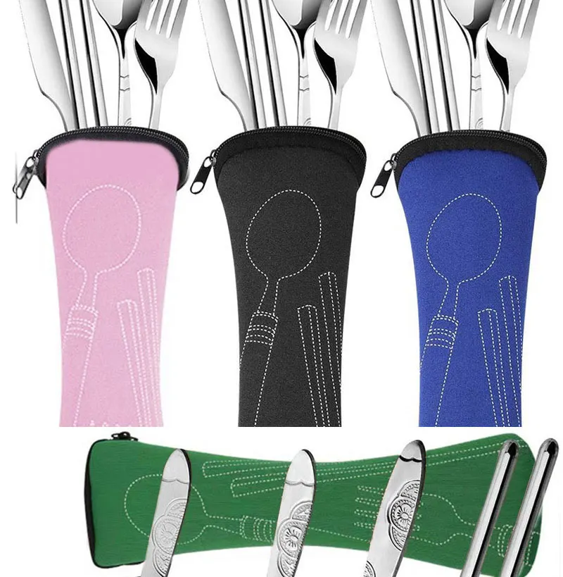 3-teiliges/4-teiliges/7-teiliges Picknick-Besteckset, Reise-Besteckset mit Etui, Tragbare Tasche für Abendessen, Haushalt, Reisen, Camping, Löffel – Detail 5