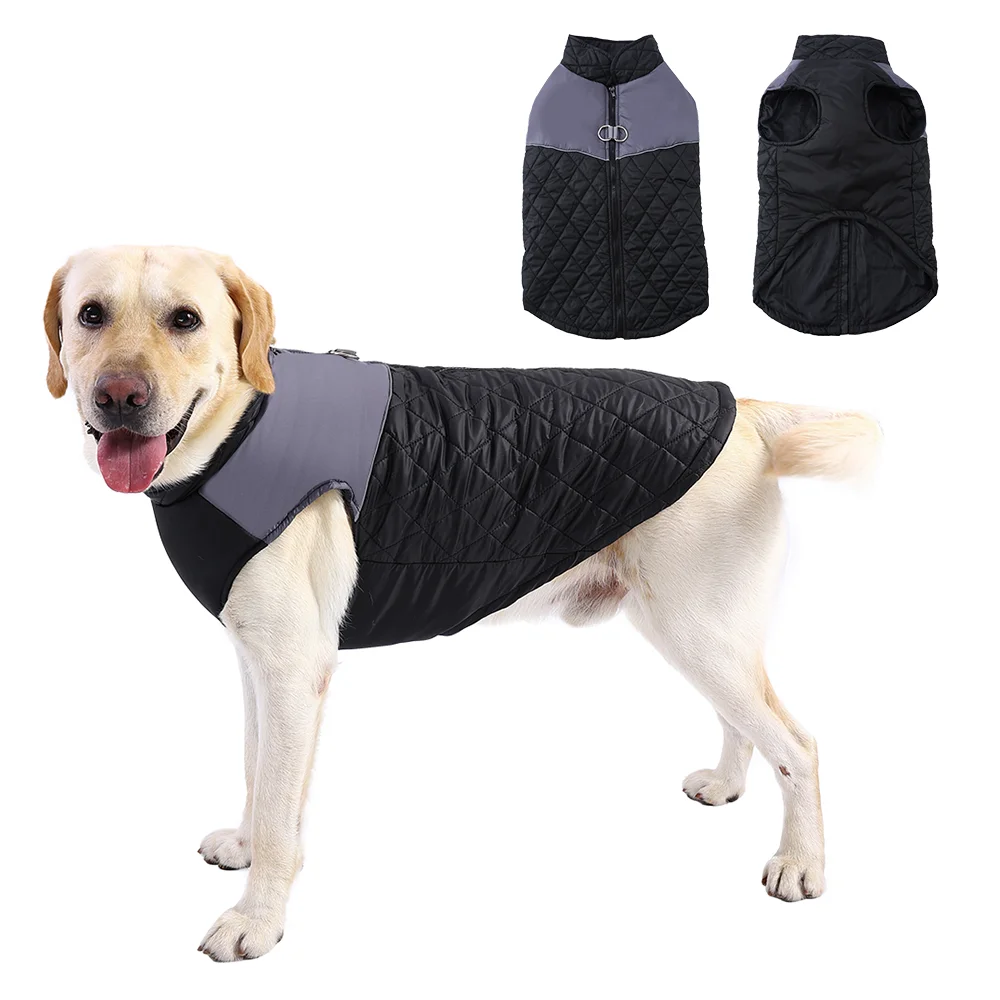 Große Hundekleidung für den Winter, warmer, winddichter Outdoor-Haustiermantel mit D-Ring, reflektierende Hundejacke, Labrador Golden Retriever-Mantel