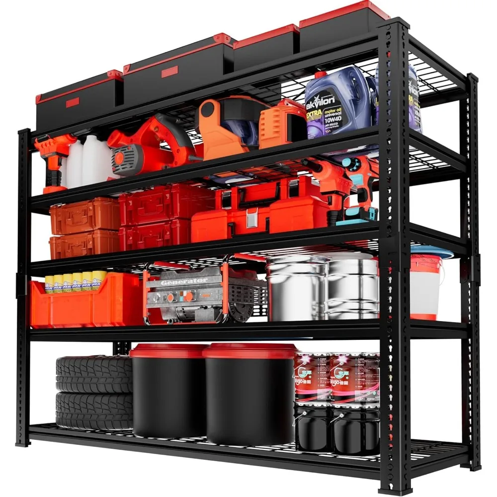 Storage Shelves, Garage Shelving Heavy Duty 2800 LBS Capacity, 48"L x 18"W x 72"H Adjustable Metal Shelving Organizer Wire Rack