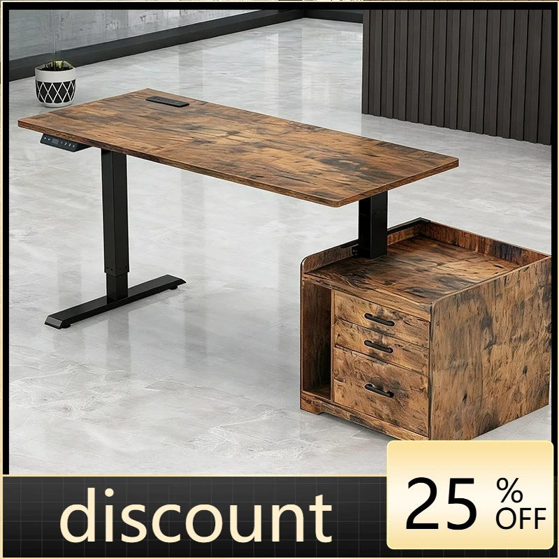 

LTT simple electric lifting table with storage side cabinet office learning lifting table legs