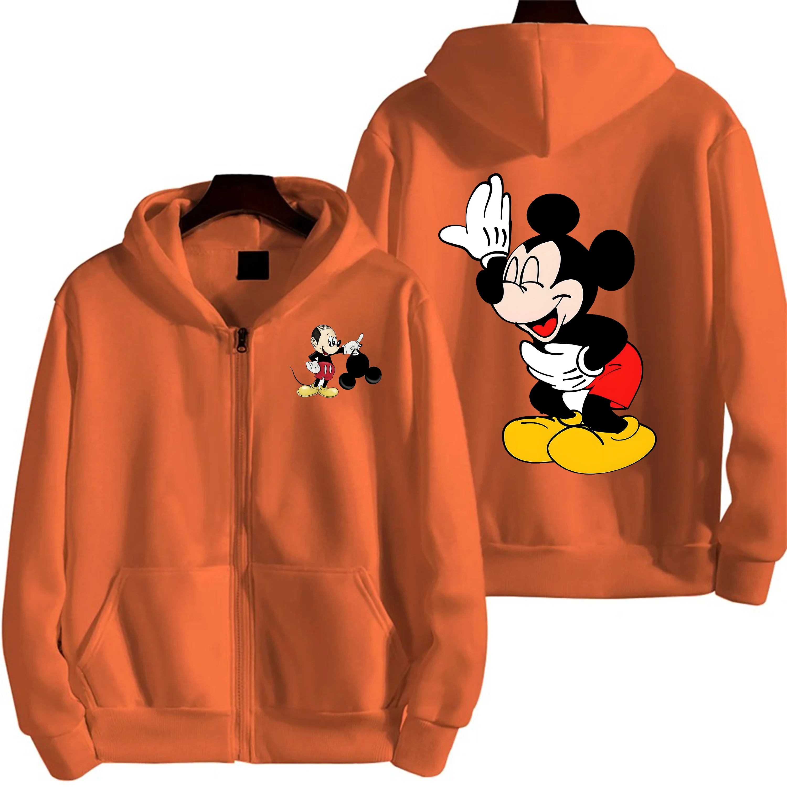 جديد أنيمي الكرتون ميكي ماوس مضحك ميكي ماوس سحاب مطبوع هوديي المرأة الخريف/الشتاء هوديي ملابس رياضية أنيمي هوديي #4