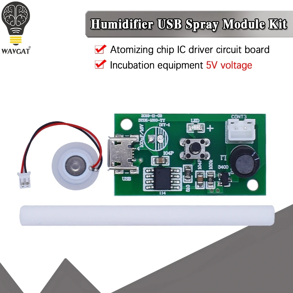 WAVGAT USB Mini Humidifier DIY Kits Mist Maker and Driver Circuit Board Fogger Atomization Film Atomizer Sheet Mini Oscillating
