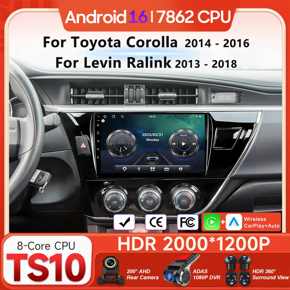 

Android-мультимедийная система для Toyota Corolla 2014-2016, Levin Ralink 2013-2018, автомобильный видеоплеер с CarPlay, GPS, 2din, DVD, Wi-Fi
