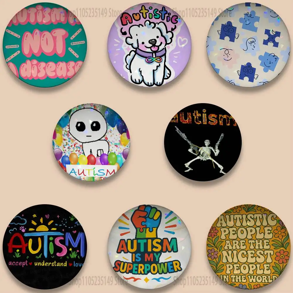 

Autism Acceptanc 58mm Cartoon Badge Stage Brooches on Backpack Clothes Handmade Round Enamel Pins for Jewelry Gift Bag Accessory