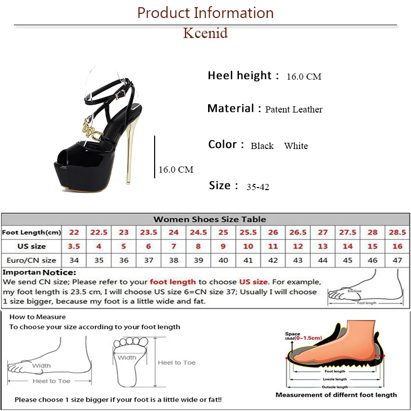 Kcenid Summer Fashion Open Toe Platform High Heel Sexy 16CM Sandals Women Ankle Buckle Strap Party Nightclub Stripper Shoe Pumps