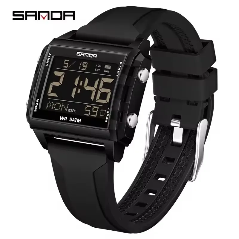 산다 6275 패션 전자시계 투명 케이스 방수 실리콘 스트랩 야광 달력 스포츠 남녀 디지털 시계