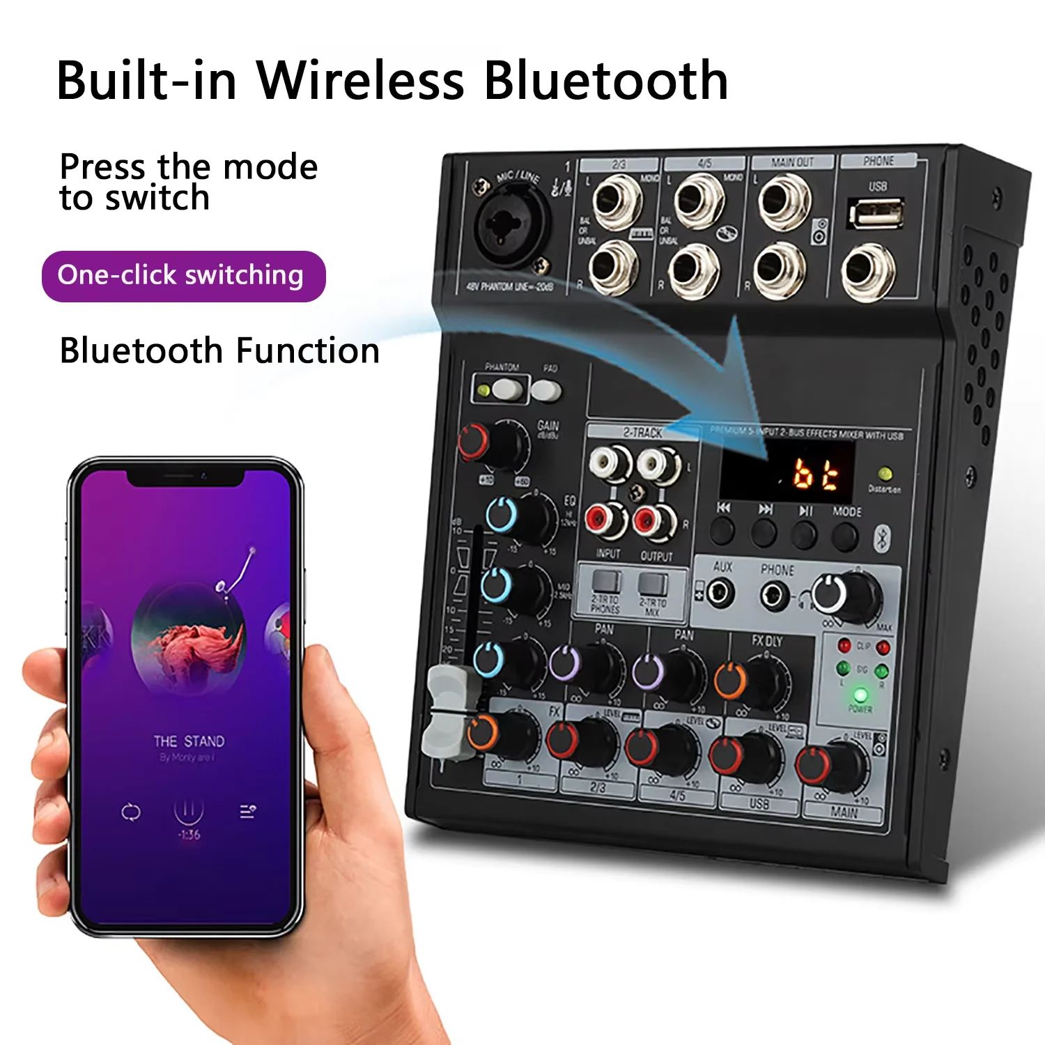 GAX-TG502 Наружная звуковая система 4-канальный интегрированный микшер BT DJ-контроллер для подкастов-музыкантов