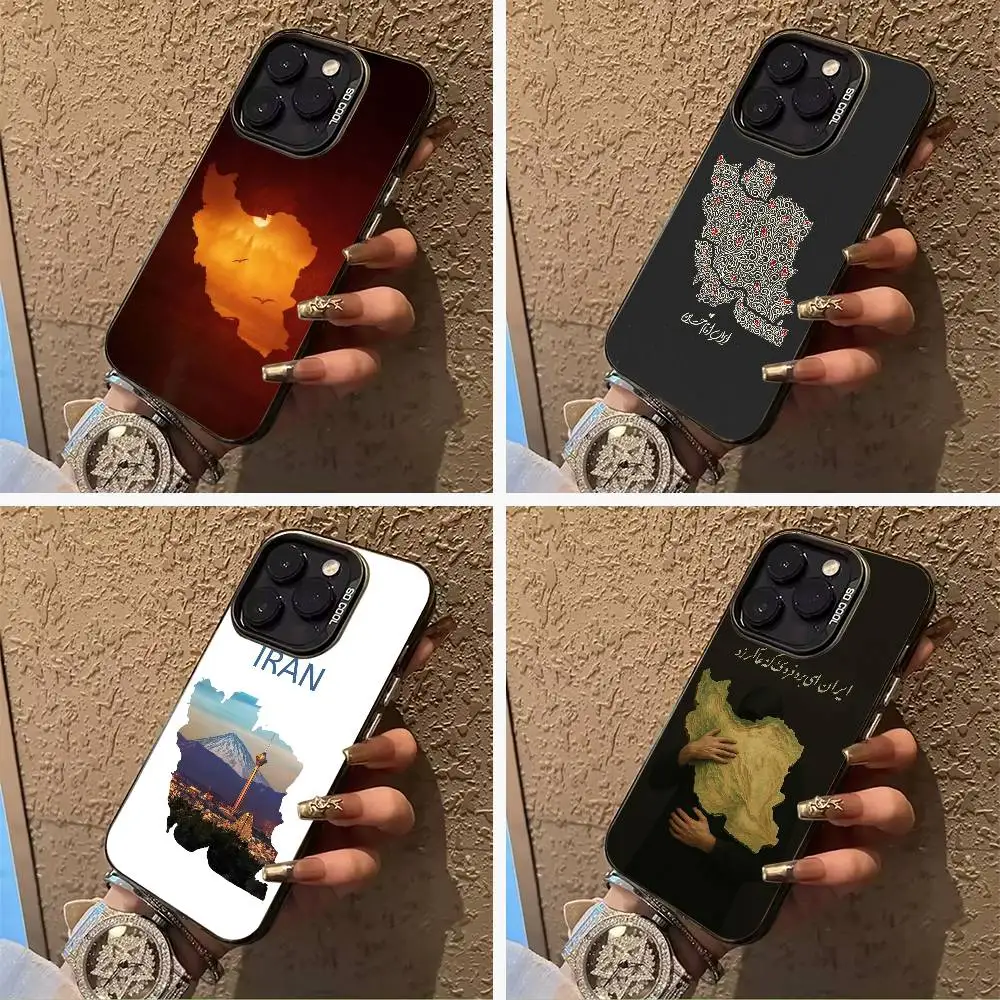 

Map- of -Iran- Image Phone Case For IPhone17 16 11 12 13 14 15 16 Pro Max Plus Cover Colored Silver Funda Bumber