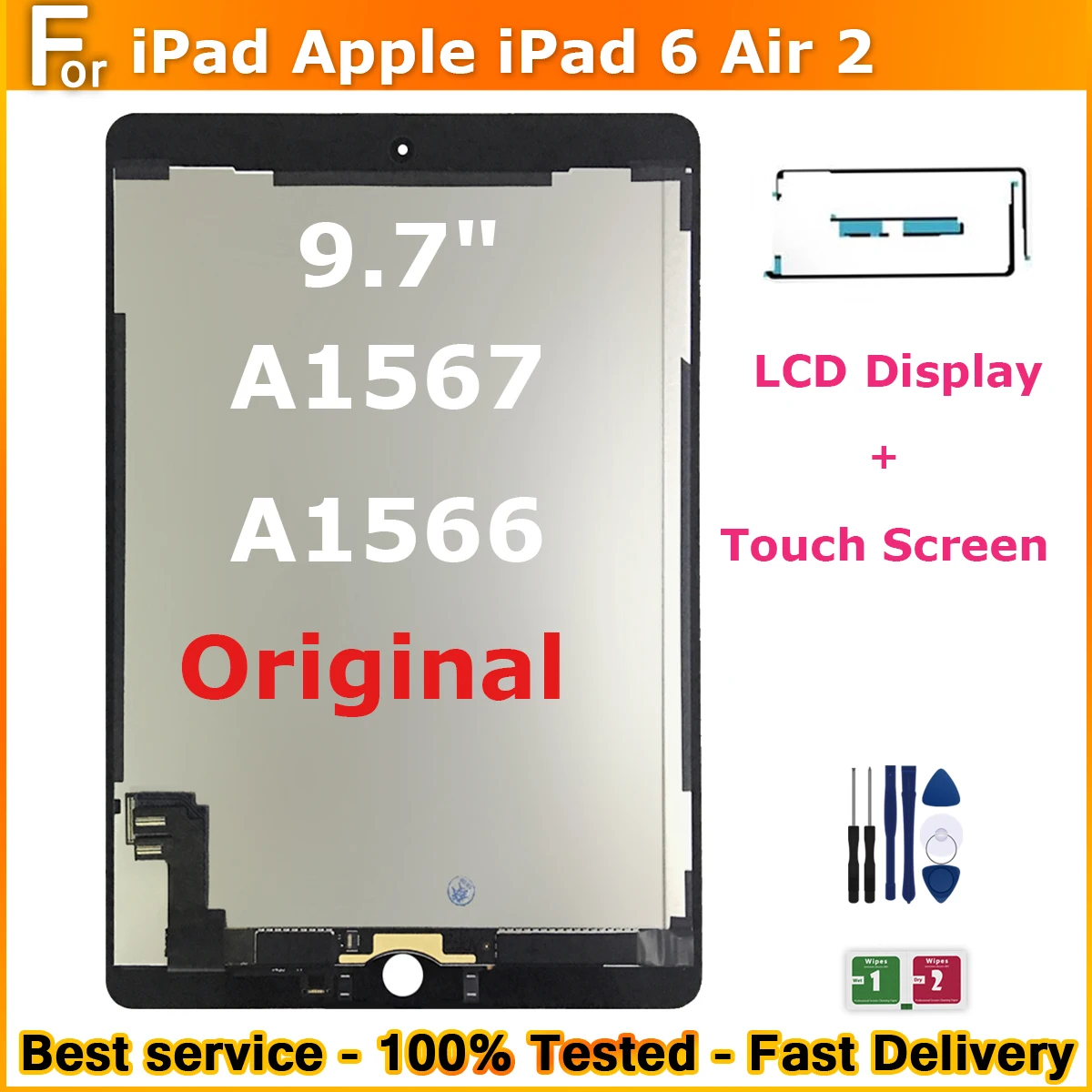 Новый оригинальный ЖК-дисплей 9,7 дюйма для iPad Apple iPad 6 Air 2 A1567 A1566, ЖК-дисплей, сенсорный экран в сборе, замена дигитайзера для