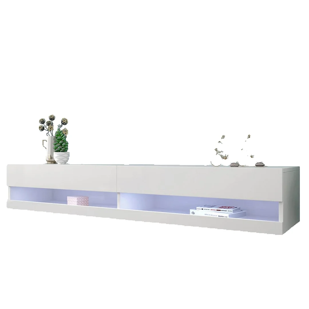 Modern tv-meubel, zwarte houten afwerking - 180 cm lang - afbeelding 2