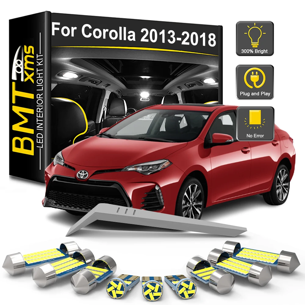 BMTxms 13Pcs Canbus LED Interior Light Bulb Kit For Toyota Corolla 2013 2014 2015 2016 2017 2018 Car Reading Dome Trunk Lamp