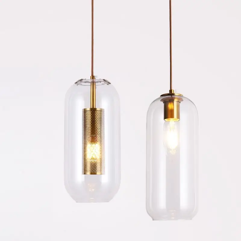 New Glass Dining Room Ceiling Pendant Light Hanging Lamp for Bedroom Bedside Bar Restaurant Led Indoor Lighting Nordic Decor E27