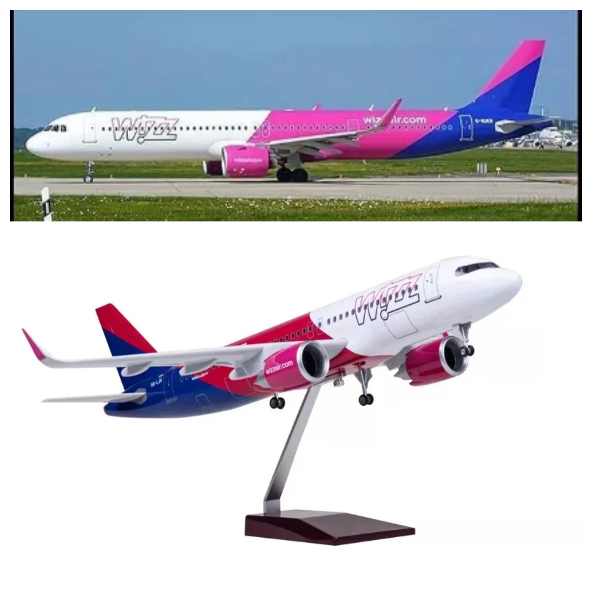 Wizzair نموذج طائرة 47 سنتيمتر 1/80 طائرة A320neo A320 Neo Wizz نموذج طائرة يموت الصب طائرة لعب لعشاق الطيران