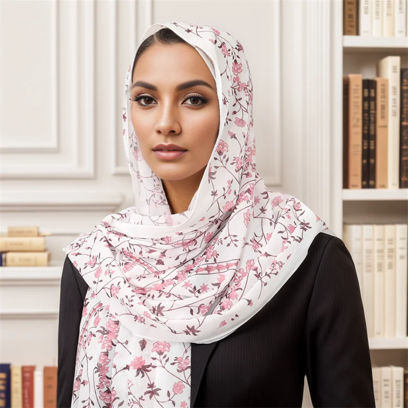 Luxury Print Hijab Scarf Women Turban Muslim Headband Design Chiffon Bandana Wrap Shawl Fashion Muffler Foulard 2024 New