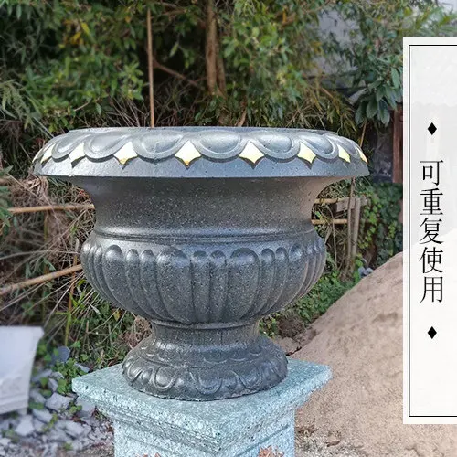European large plastic steel pattern round cement flower pot mold plastic flower pot abrasive tool potted plant bottom grouting