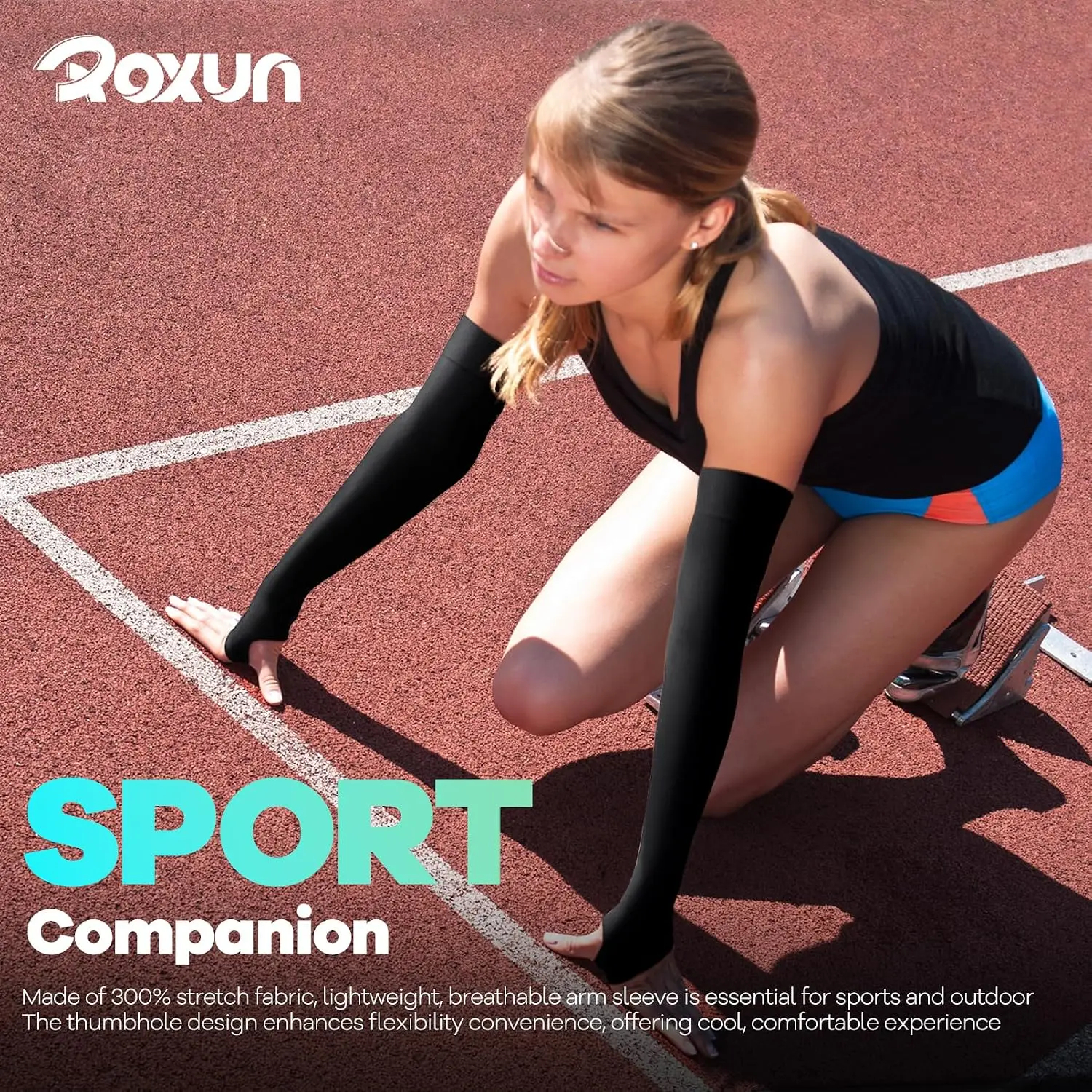 ROXUN Arm Sleeves Thumb Hole Cooling UV Sun Protection Men Women