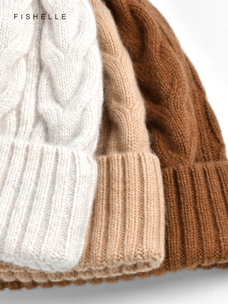 Solid Color Kink Wool Hat Women Warm Knitted Wool Cap Men Autumn Winter Beanie New Year Christmas Gifts