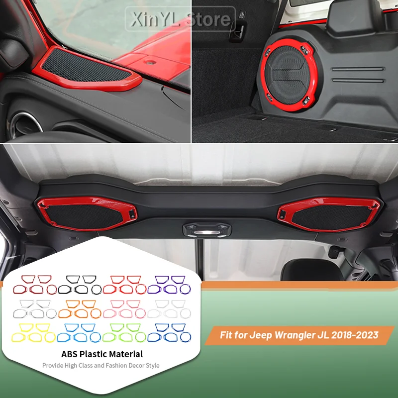 Car Fit for Jeep Wrangler JL Rubicon 2018 2019 2020 2021 2022 2023 Car Interior Speaker Loudspeaker Decoration Cover Stickers