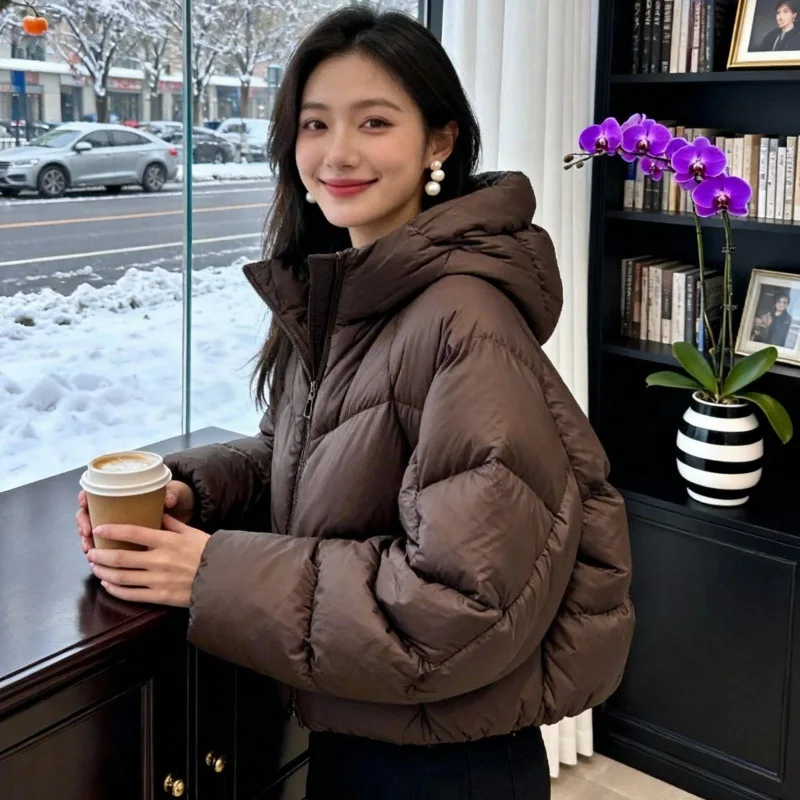 

Модная зимняя куртка-пуховик на шнурке, теплое женское пальто на хлопковой подкладке, короткая парка с капюшоном и длинными рукавами, свободная верхняя одежда