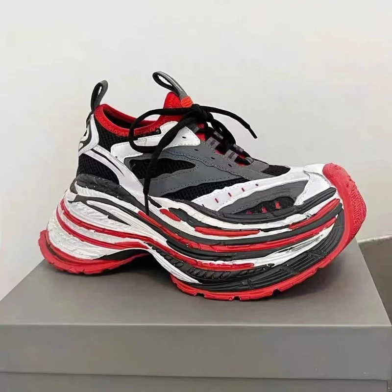 9Cm Chunky Sneakers Paris Fashion 2025 New Colorful Sports Shoes for Men and Women Thick Soled Height Increasing Cool Dad Shoes